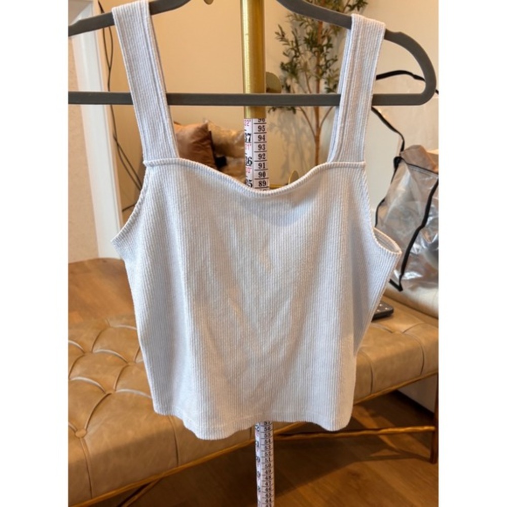 American Eagle Light Blue Ribbed Square Neck Tank Top Sleeveless‎ XL